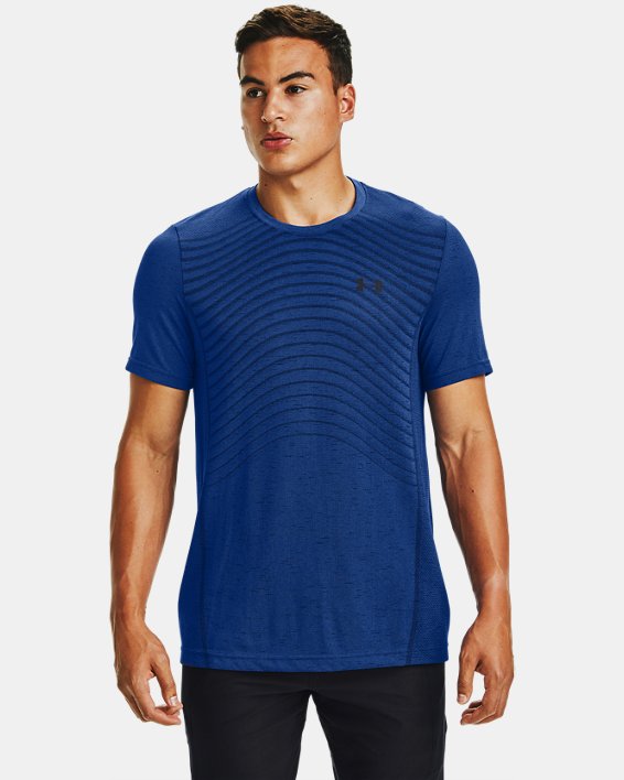 Men's UA Seamless Wave Short Sleeve, Blue, pdpMainDesktop image number 0